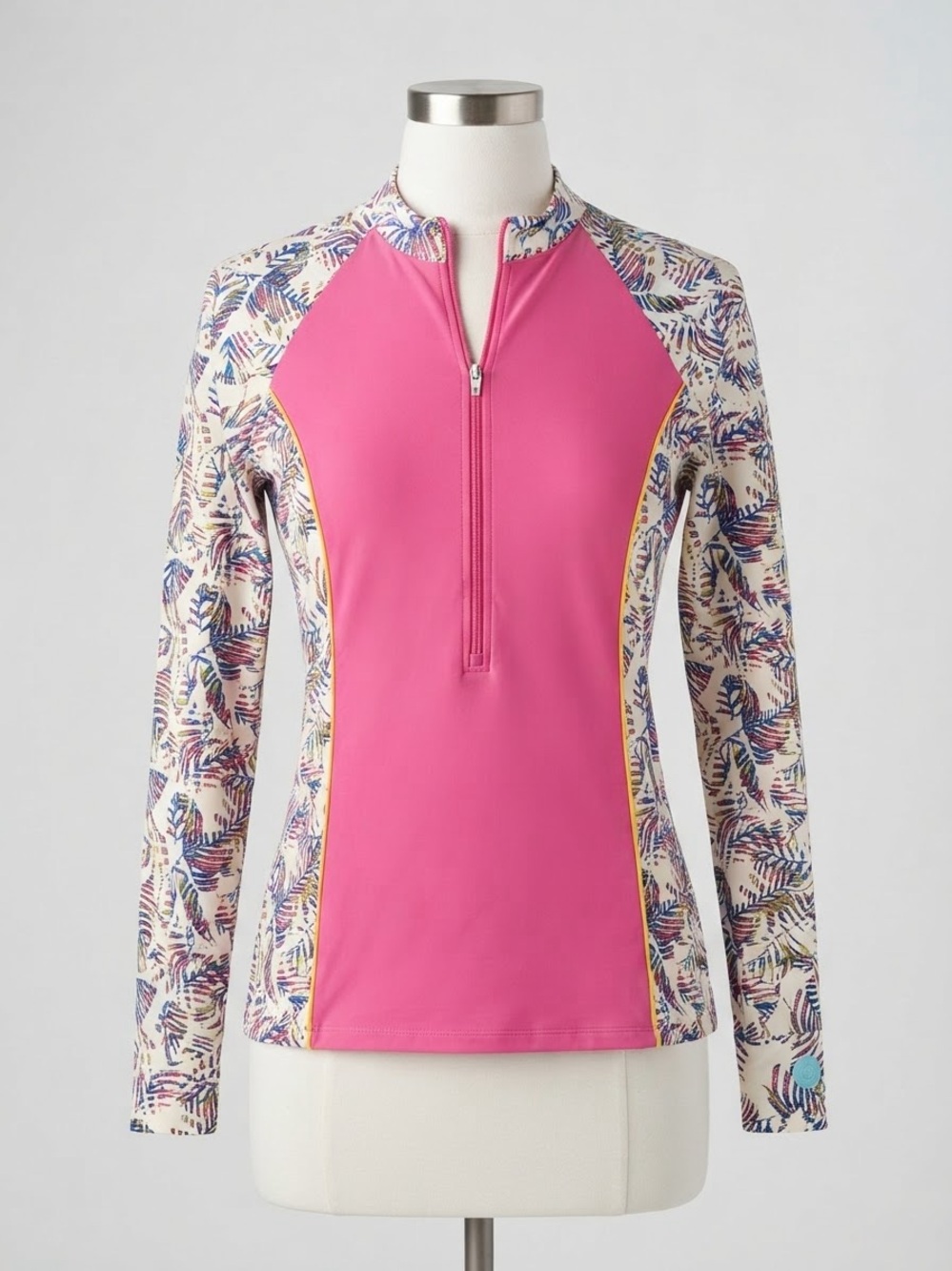 Women’s Pink Long-Sleeve Zip Rash Guard